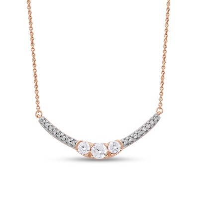 0.50 CT. T.W. Diamond Curved Bar Necklace in 10K Rose Gold