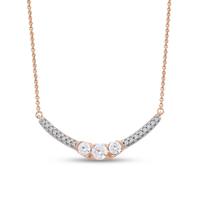 Main Image 1 of 0.50 CT. T.W. Diamond Curved Bar Necklace in 10K Rose Gold