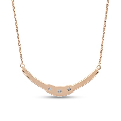 0.50 CT. T.W. Diamond Curved Bar Necklace in 10K Rose Gold