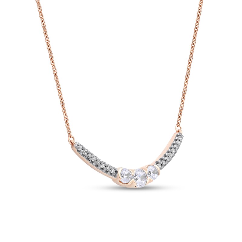 Main Image 3 of 0.50 CT. T.W. Diamond Curved Bar Necklace in 10K Rose Gold