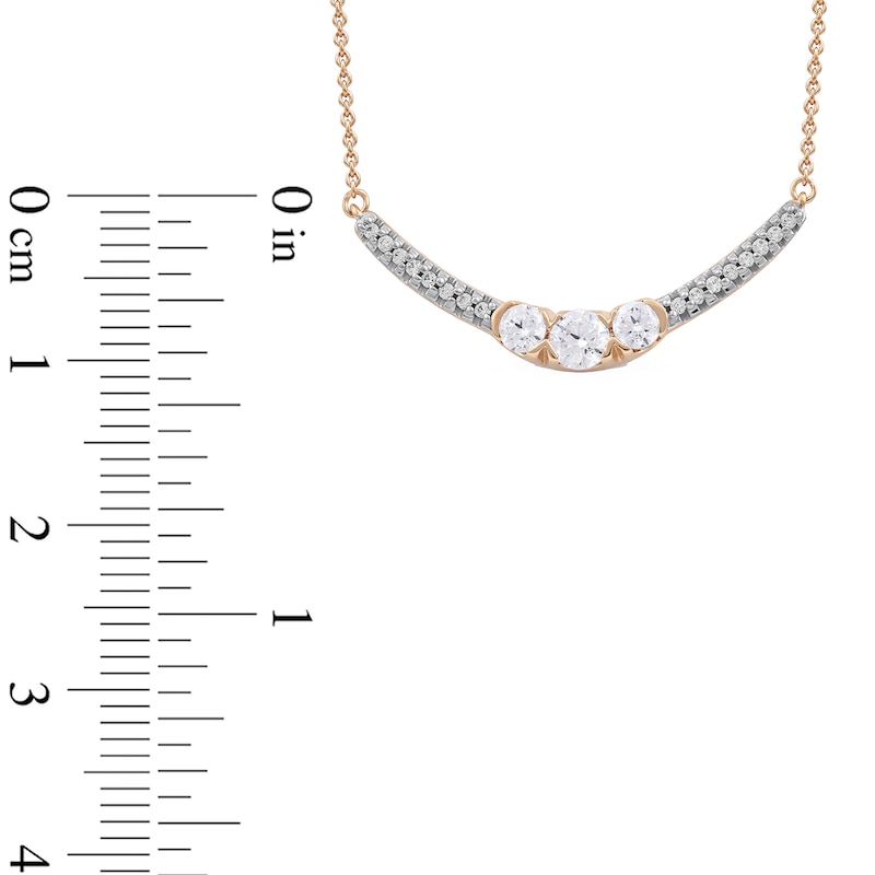 Main Image 4 of 0.50 CT. T.W. Diamond Curved Bar Necklace in 10K Rose Gold