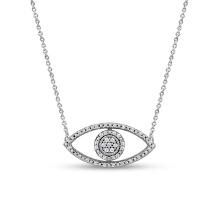 0.10 CT. T.W. Diamond Beaded Evil Eye Necklace in 10K Gold