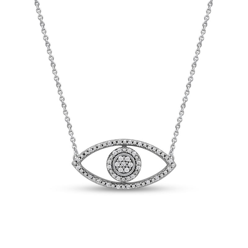 0.10 CT. T.W. Diamond Beaded Evil Eye Necklace in 10K Gold