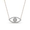 Thumbnail Image 1 of 0.10 CT. T.W. Diamond Beaded Evil Eye Necklace in 10K Gold
