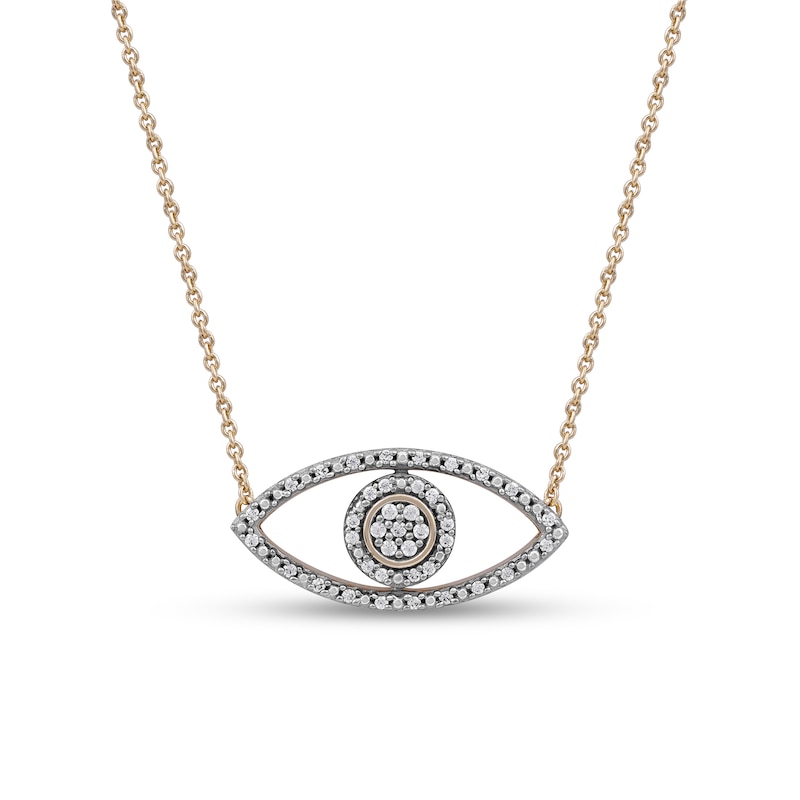 0.10 CT. T.W. Diamond Beaded Evil Eye Necklace in 10K Gold