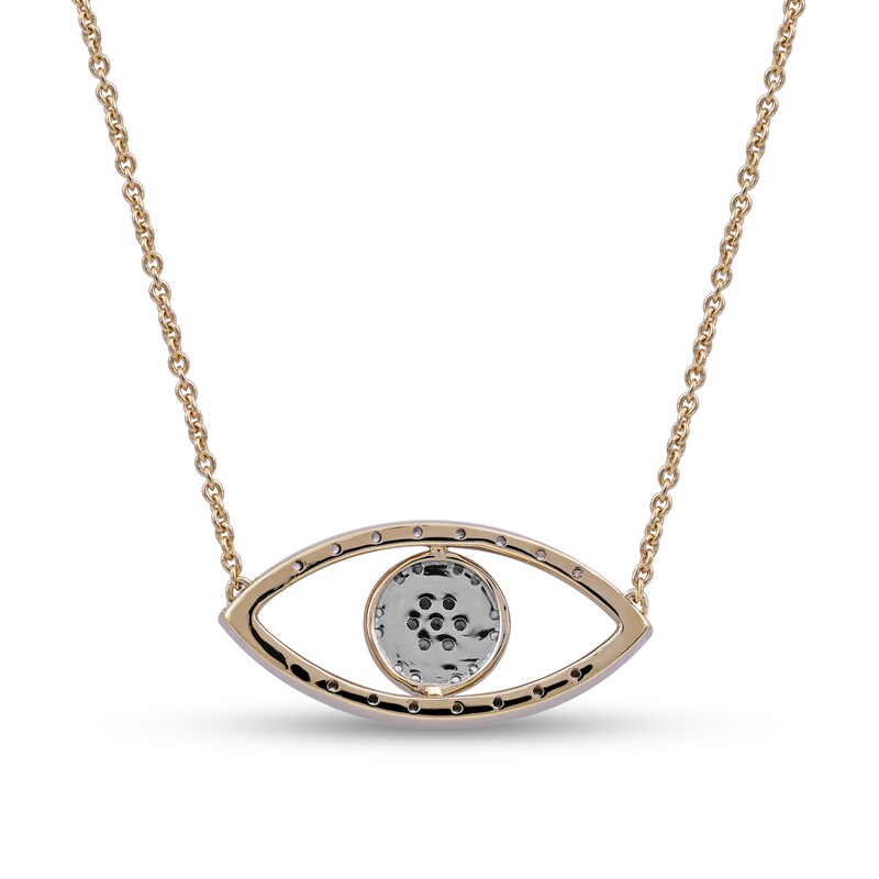 Main Image 2 of 0.10 CT. T.W. Diamond Beaded Evil Eye Necklace in 10K Gold