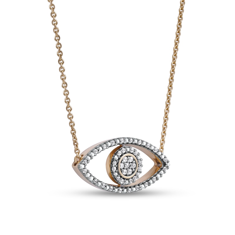 0.10 CT. T.W. Diamond Beaded Evil Eye Necklace in 10K Gold