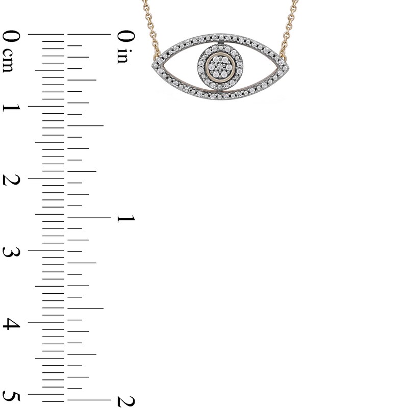 Main Image 4 of 0.10 CT. T.W. Diamond Beaded Evil Eye Necklace in 10K Gold