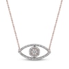Thumbnail Image 1 of 0.10 CT. T.W. Diamond Beaded Evil Eye Necklace in 10K Rose Gold