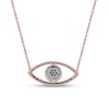 Thumbnail Image 2 of 0.10 CT. T.W. Diamond Beaded Evil Eye Necklace in 10K Rose Gold