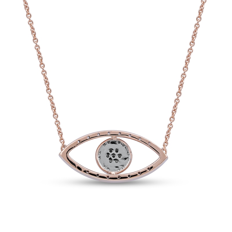 Main Image 2 of 0.10 CT. T.W. Diamond Beaded Evil Eye Necklace in 10K Rose Gold