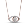 Thumbnail Image 3 of 0.10 CT. T.W. Diamond Beaded Evil Eye Necklace in 10K Rose Gold
