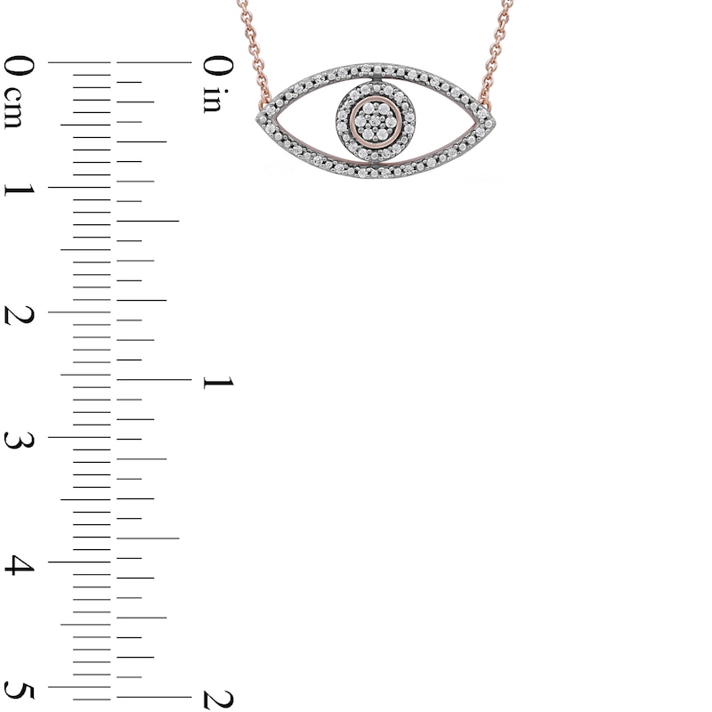 Main Image 4 of 0.10 CT. T.W. Diamond Beaded Evil Eye Necklace in 10K Rose Gold