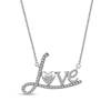 Thumbnail Image 1 of 0.10 CT. T.W. Diamond "Love" with Heart Necklace in 10K White Gold