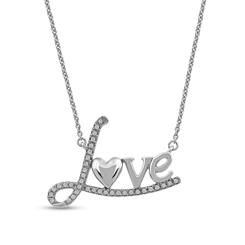 0.10 CT. T.W. Diamond "Love" with Heart Necklace in 10K Gold|Peoples Jewellers