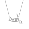 Thumbnail Image 2 of 0.10 CT. T.W. Diamond "Love" with Heart Necklace in 10K White Gold