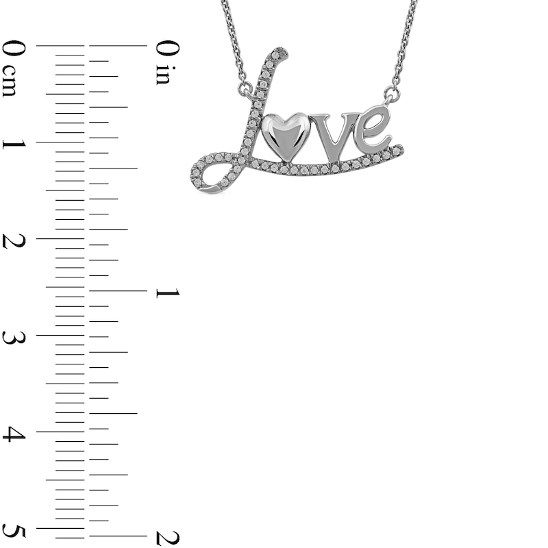 0.10 CT. T.W. Diamond "Love" with Heart Necklace in 10K Gold