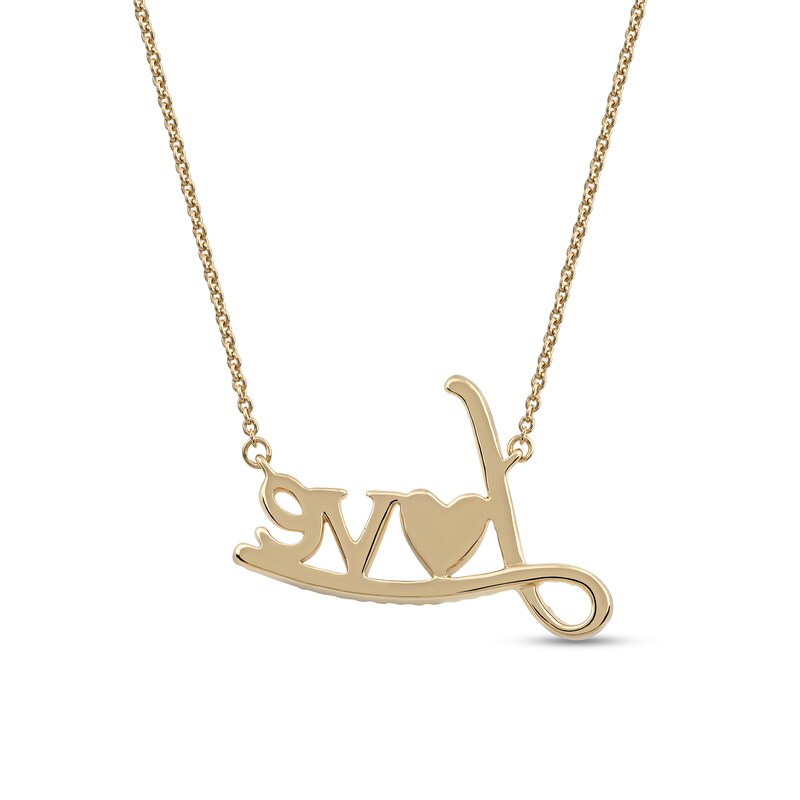 0.10 CT. T.W. Diamond "Love" with Heart Necklace in 10K Gold