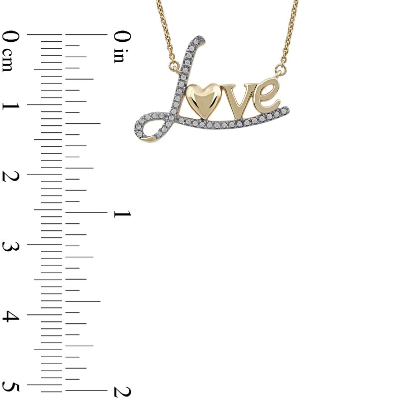 0.10 CT. T.W. Diamond "Love" with Heart Necklace in 10K Gold