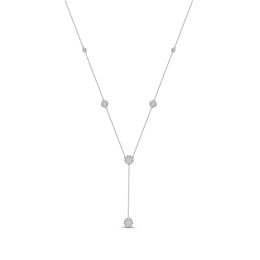 1.00 CT. T.W. Diamond Frame Station "Y" Necklace in 10K White Gold - 18.25"