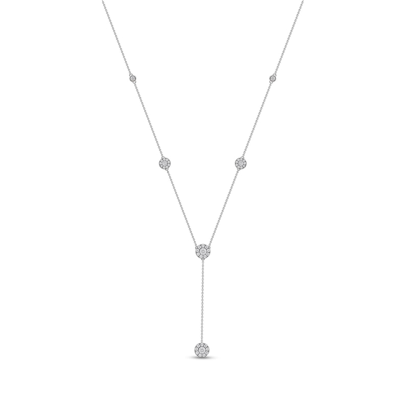 1.00 CT. T.W. Diamond Frame Station "Y" Necklace in 10K White Gold - 18.25"