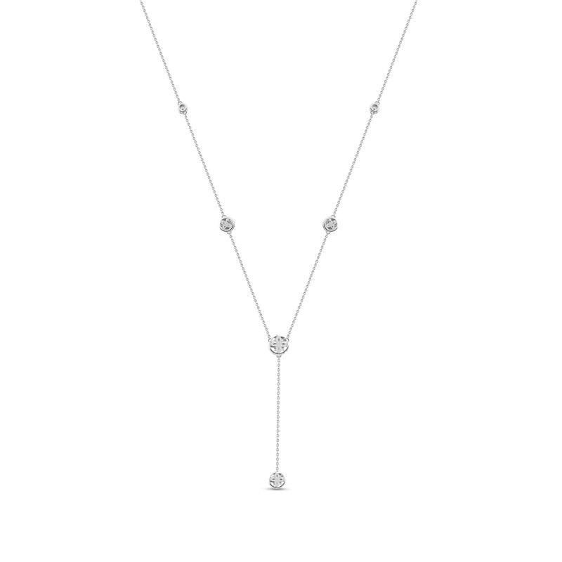 1.00 CT. T.W. Diamond Frame Station "Y" Necklace in 10K White Gold - 18.25"