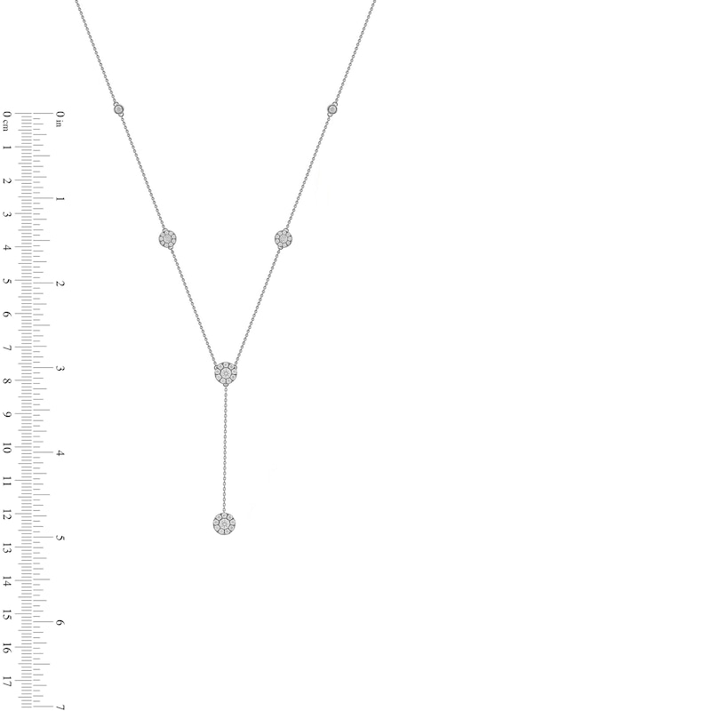 1.00 CT. T.W. Diamond Frame Station "Y" Necklace in 10K White Gold - 18.25"