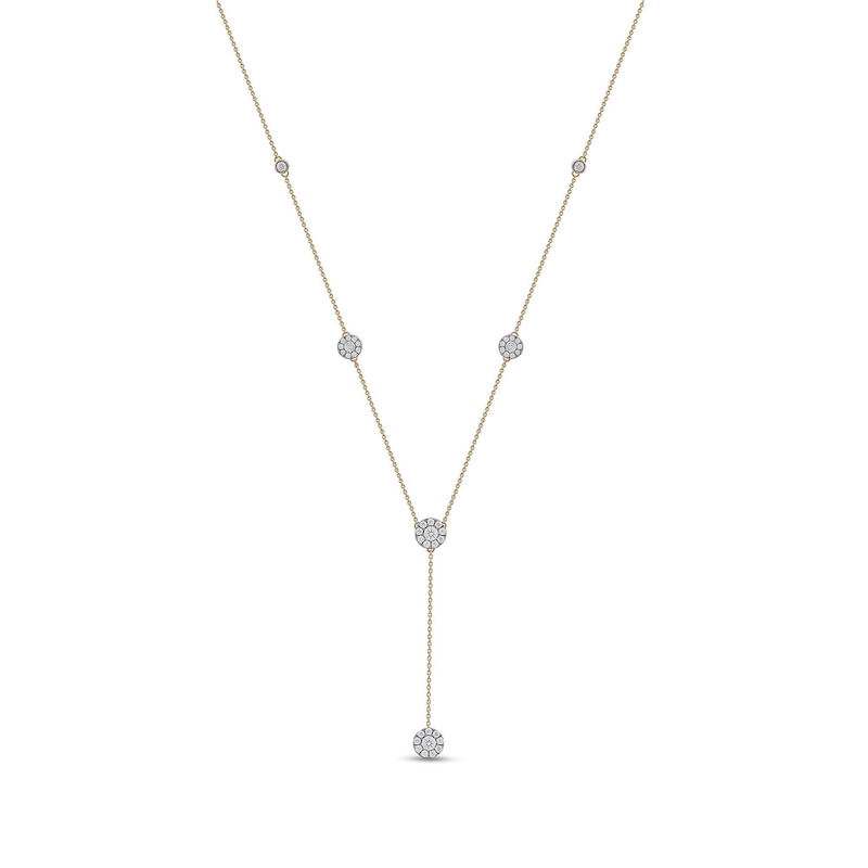 1.00 CT. T.W. Diamond Frame Station "Y" Necklace in 10K Gold - 18.25"