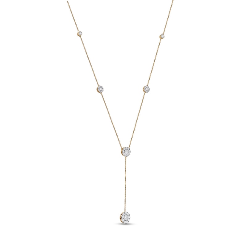 Main Image 3 of 1.00 CT. T.W. Diamond Frame Station "Y" Necklace in 10K Gold - 18.25"