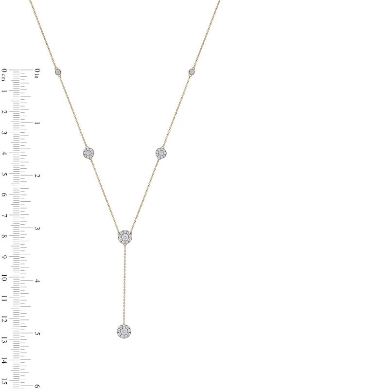 Main Image 4 of 1.00 CT. T.W. Diamond Frame Station "Y" Necklace in 10K Gold - 18.25"