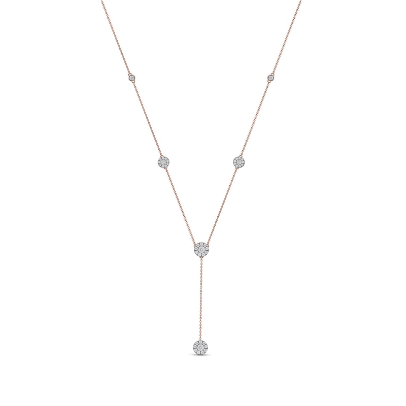 1.00 CT. T.W. Diamond Frame Station "Y" Necklace in 10K Rose Gold - 18.25"