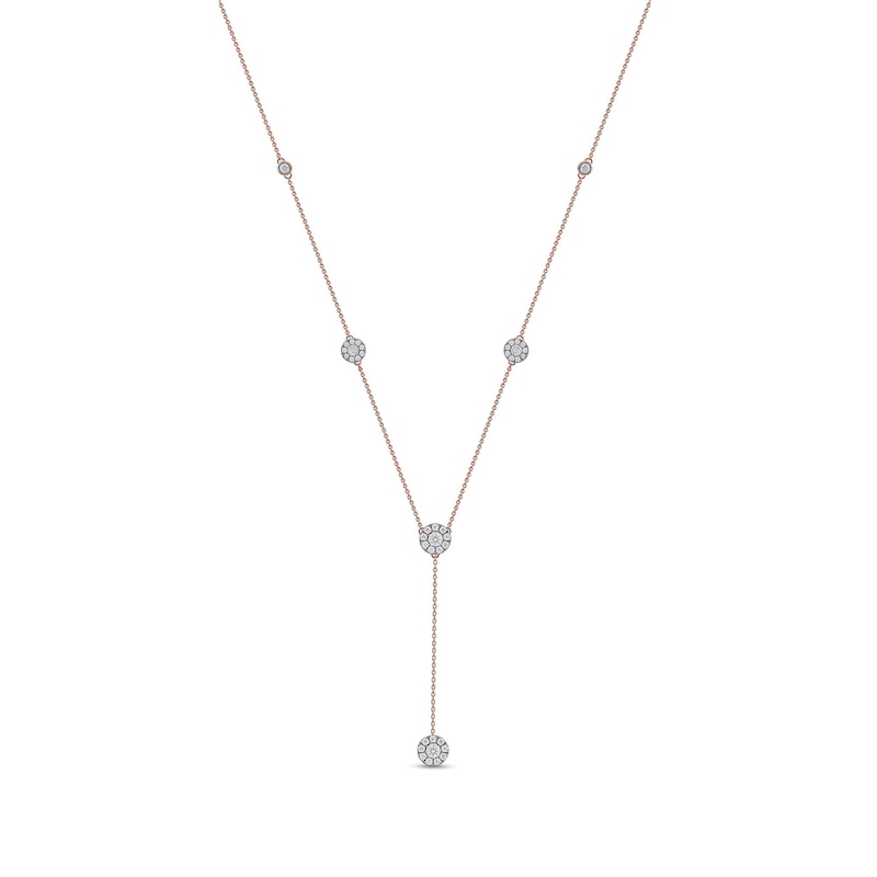 Main Image 1 of 1.00 CT. T.W. Diamond Frame Station "Y" Necklace in 10K Rose Gold - 18.25"