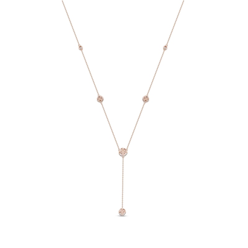 1.00 CT. T.W. Diamond Frame Station "Y" Necklace in 10K Rose Gold - 18.25"