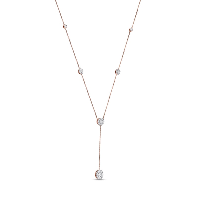 Main Image 3 of 1.00 CT. T.W. Diamond Frame Station "Y" Necklace in 10K Rose Gold - 18.25"
