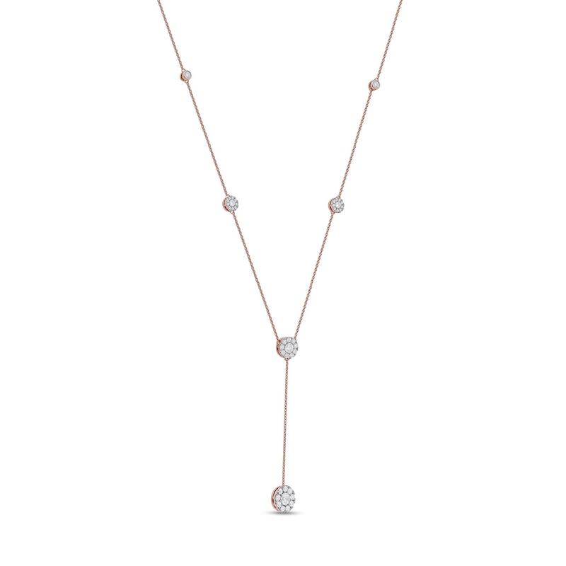 1.00 CT. T.W. Diamond Frame Station "Y" Necklace in 10K Rose Gold - 18.25"|Peoples Jewellers