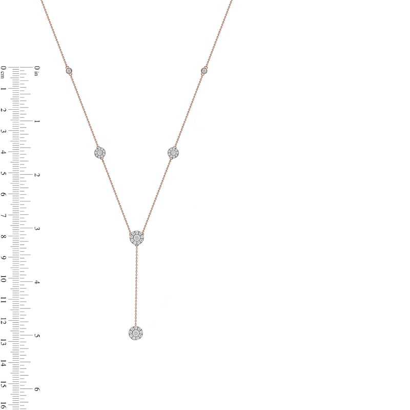Main Image 4 of 1.00 CT. T.W. Diamond Frame Station "Y" Necklace in 10K Rose Gold - 18.25"