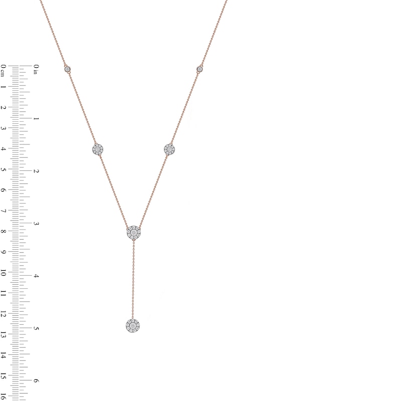 1.00 CT. T.W. Diamond Frame Station "Y" Necklace in 10K Rose Gold - 18.25"