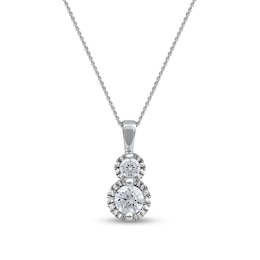 0.50 CT. T.W. Diamond Frame Double Drop Pendant in 10K White Gold