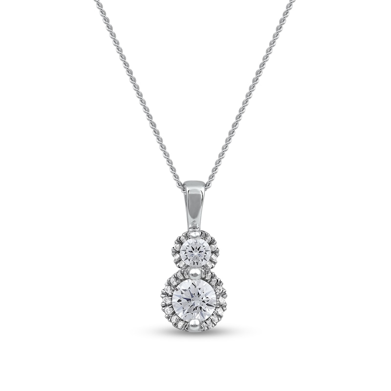 0.50 CT. T.W. Diamond Frame Double Drop Pendant in 10K Gold