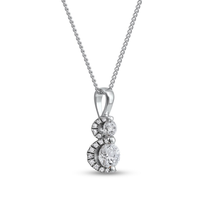 0.50 CT. T.W. Diamond Frame Double Drop Pendant in 10K White Gold