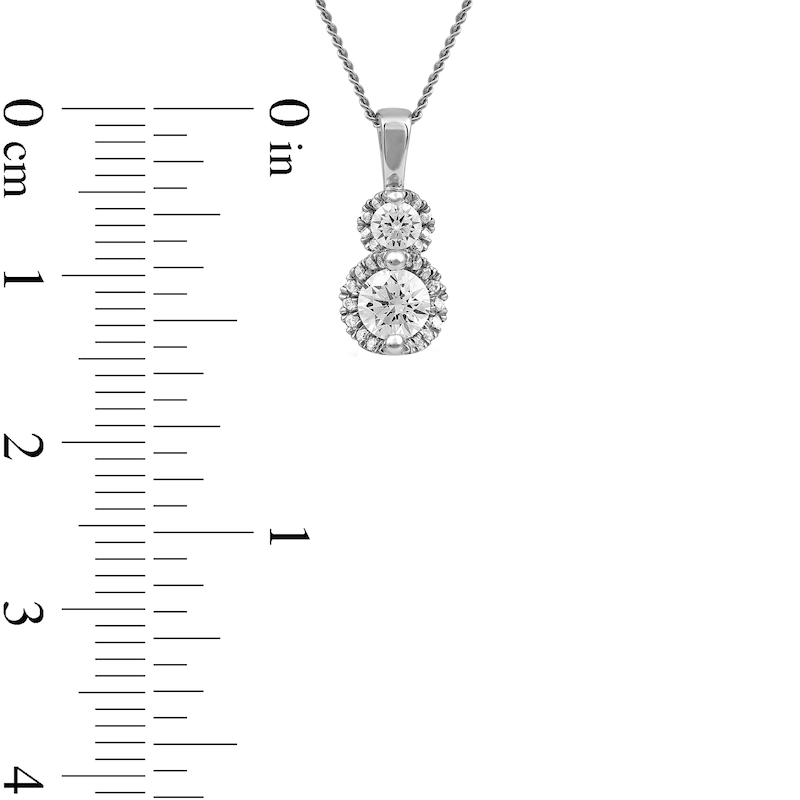 0.50 CT. T.W. Diamond Frame Double Drop Pendant in 10K White Gold