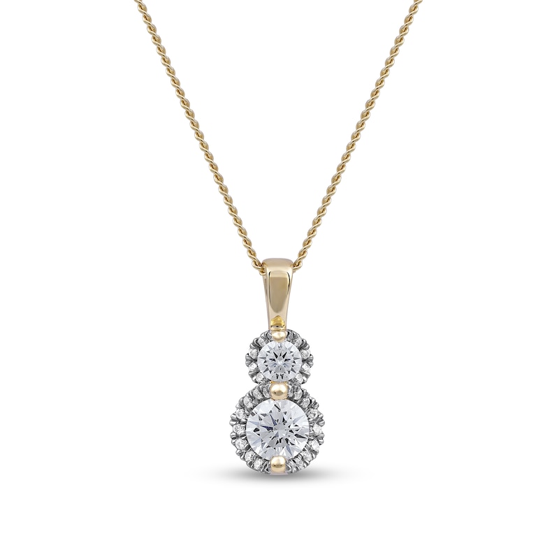 0.50 CT. T.W. Diamond Frame Double Drop Pendant in 10K Gold