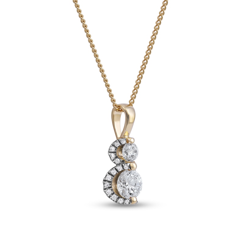 Main Image 3 of 0.50 CT. T.W. Diamond Frame Double Drop Pendant in 10K Gold