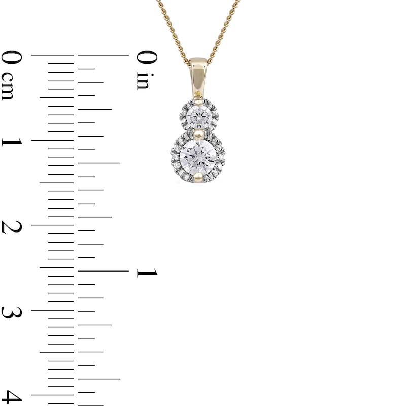 Main Image 4 of 0.50 CT. T.W. Diamond Frame Double Drop Pendant in 10K Gold