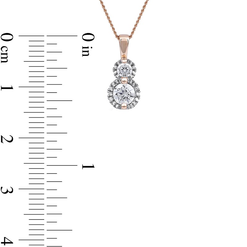 0.50 CT. T.W. Diamond Frame Double Drop Pendant in 10K Rose Gold