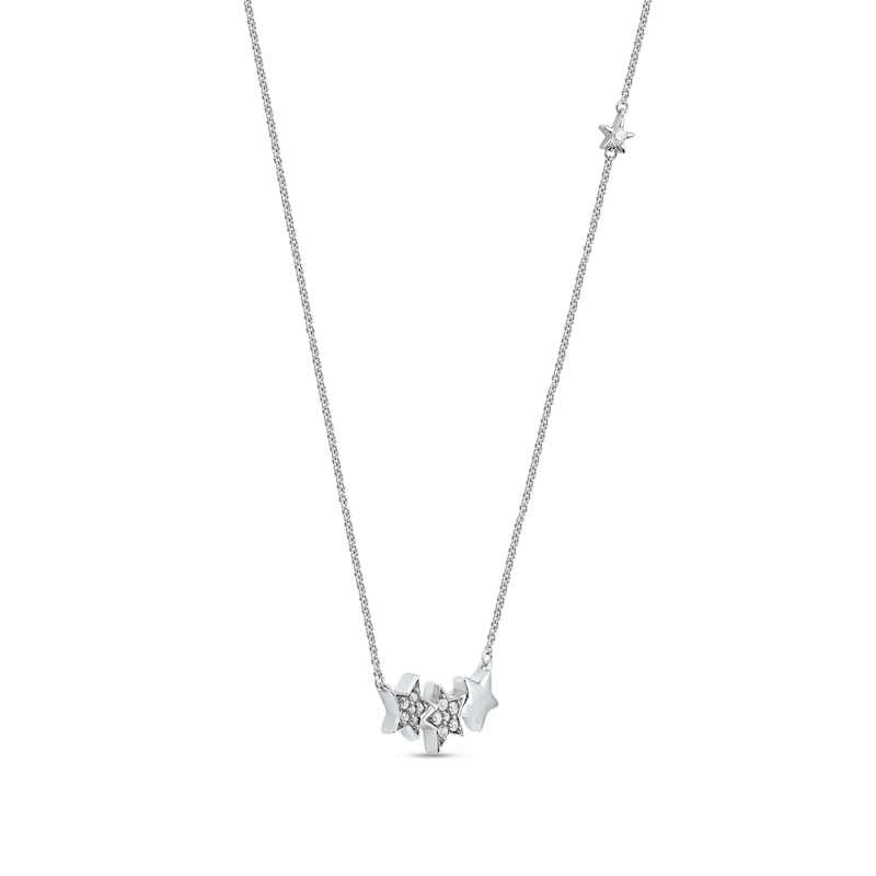 Main Image 2 of 0.10 CT. T.W. Diamond Star Trio with Offset Accent Celestial Necklace in Sterling Silver