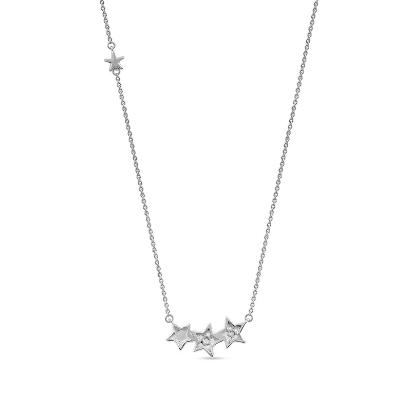 Main Image 3 of 0.10 CT. T.W. Diamond Star Trio with Offset Accent Celestial Necklace in Sterling Silver