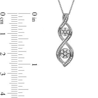 0.20 CT. T.W. Multi-Diamond Duo Cascading Frame Infinity Drop Pendant in Sterling Silver