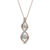 Thumbnail Image 1 of 0.20 CT. T.W. Multi-Diamond Duo Cascading Frame Infinity Drop Pendant in Sterling Silver with 14K Rose Gold Plate