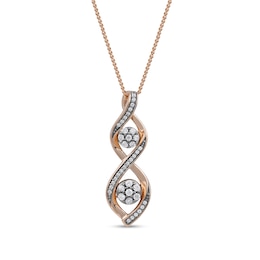 0.20 CT. T.W. Multi-Diamond Duo Cascading Frame Infinity Drop Pendant in Sterling Silver with 14K Rose Gold Plate